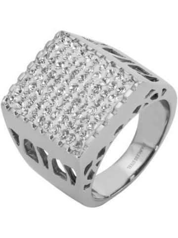 Adeliás Herren Ring aus Edelstahl mit Strass in silber