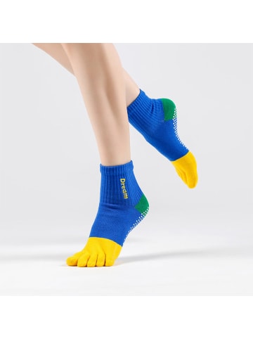 MUNADUNA 3er-Pack Yoga/Pilates Zehensocken mit Stickerei–Anti-Rutsch Grün/Schwarz