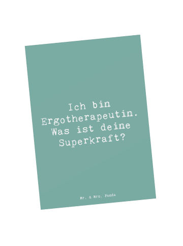 Mr. & Mrs. Panda Postkarte Spruch Super Ergotherapeutin mit Spruch in Meeresbrise
