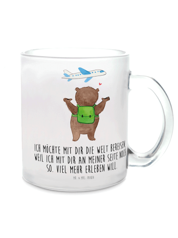 Mr. & Mrs. Panda Glas Bär Flugzeug mit Spruch in Transparent