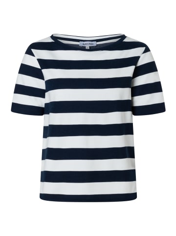 More & More Heavy Jersey-Shirt, gestreift, boxy in marine/offwhite