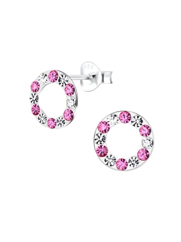 Alexander York Ohrstecker KREIS KRISTALL PINK in 925 Sterling Silber