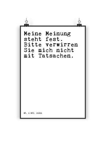 Mr. & Mrs. Panda Poster Meine Meinung steht fest.... mit Spruch in Weiß