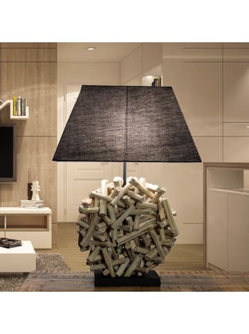 Licht-Erlebnisse Tischlampe (B)45 x (L)27 x (H)68 cm in Holz (Natur) Schwarz