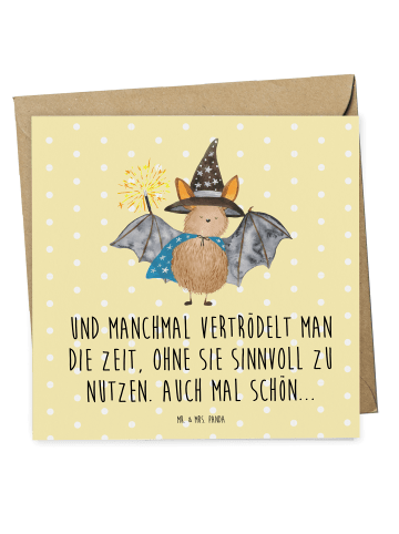 Mr. & Mrs. Panda Deluxe Karte Fledermaus Zauberer mit Spruch in Gelb Pastell