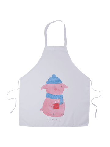 Mr. & Mrs. Panda Schürze Schwein Glühwein ohne Spruch in Weiß