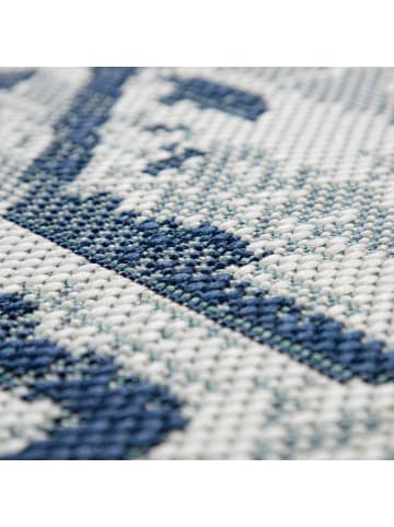 KADIMA DESIGN Outdoor Teppich Medaillon-Vintage Balkon, Terrasse in Dunkelblau