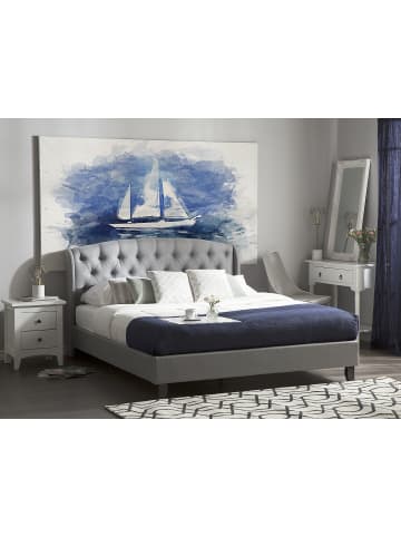 Beliani 2-tlg Doppelbett BORDEAUX in Grau/Schwarz