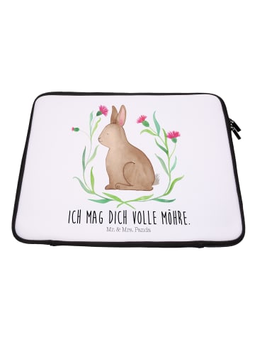 Mr. & Mrs. Panda Notebook Tasche Hase Sitzen mit Spruch in Weiß