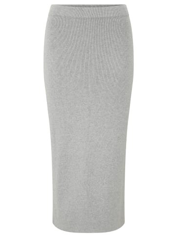 Les Lunes Midirock KATIIE Skirt Fine Knit Midi Rib in light grey melange