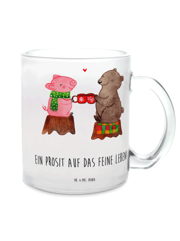 Mr. & Mrs. Panda Glasbecher Glühschwein Sause mit Spruch in Transparent