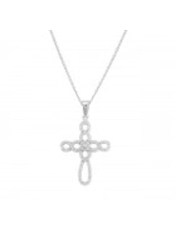 Alexander York Kette mit Anhänger KREUZ mit Zirkonia in 925 Sterling Silber, 2-tlg. in silber