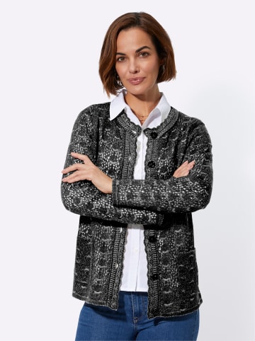 WITT WEIDEN Ajourstrickjacke in schwarz-meliert
