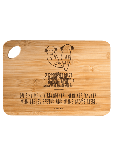 Mr. & Mrs. Panda Bambus - Schneidebrett Axolotl Freundin mit Spruch in Braun