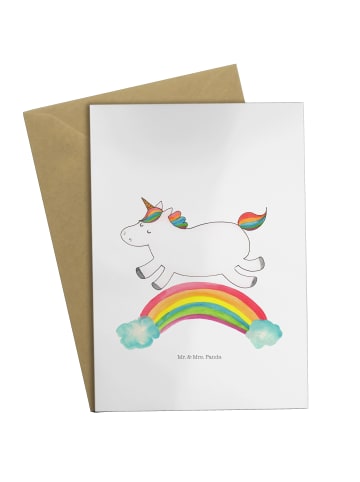 Mr. & Mrs. Panda Klappkarte Einhorn Regenbogen ohne Spruch in Weiß