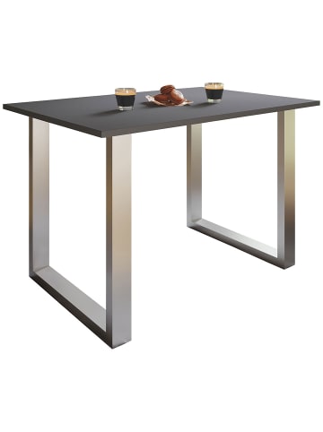ebuy24 Esstisch XonaU silberfarben Anthrazit 80 x 80 cm