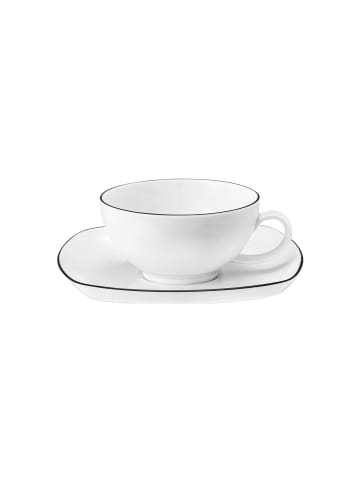 Seltmann Weiden Teetasse mit Untertasse eckig Lido Black Line 200 ml weiß in weiß