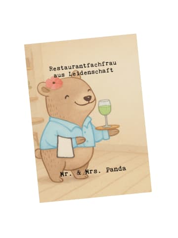 Mr. & Mrs. Panda Grußkarte Restaurantfachfrau Leidenschaft Desig... in Weiß