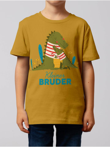 wat? Apparel T-Shirt Krokodil Kleiner Bruder in Ocker
