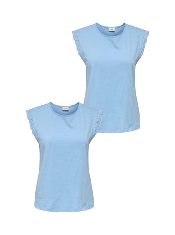 JACQUELINE de YONG T-Shirt  2-er Stück Set Kurzarm Spitzen Blusen Top JDYSALVA in Hellblau-2