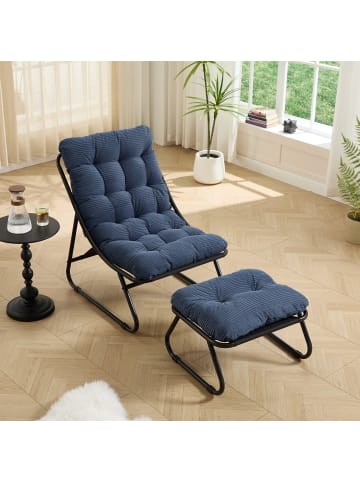 ABRIHOME Loungesessel in Blau mit Ottomane Sitzkissen für Wohnzimmer