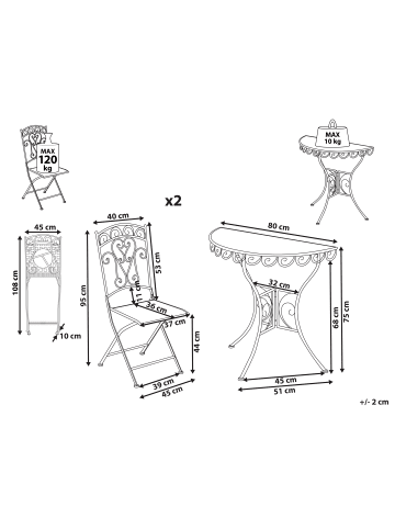 Beliani 3-tlg Bistro Set JUINA in Beige