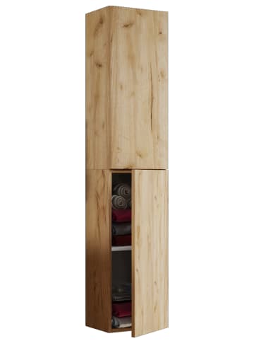 VCM  Holz Badmöbel Bad Hochschrank Badschrank Lendas in Honig-Eiche