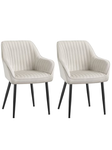 SONGMICS 2er-Set: Esszimmerstuhl in cappuccinobeige - (B)62.5 x (H)85 x (T)60 cm