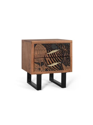 Giner y Colomer Nachttisch aus Akazienholz und Metall in Brown