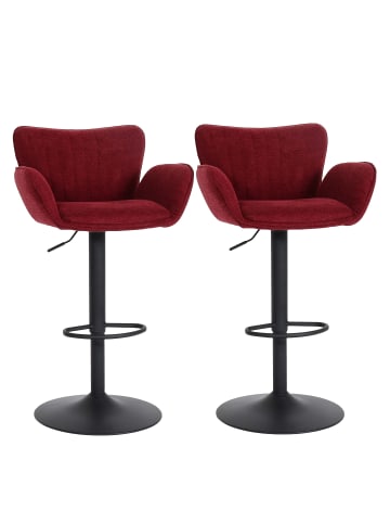 MCW 2er-Set Barhocker HWC-M67 mit Armlehne, Bordeaux Fuß schwarz