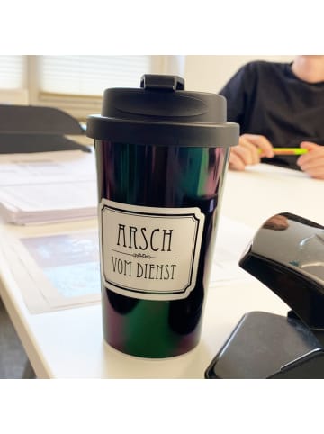 Geda Labels Coffee to go Becher Arsch vom Dienst in Schwarz - 400 ml