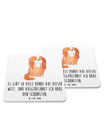 Mr. & Mrs. Panda Glasuntersetzer Hund Cavalier King Charles Span... in Weiß