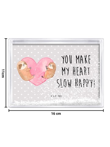 Mr. & Mrs. Panda Bilderrahmen Faultiere Herz mit Spruch in Grau Pastell