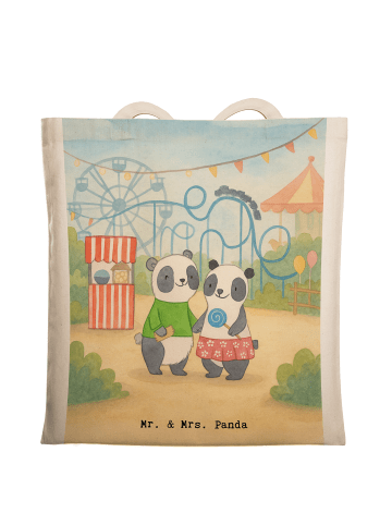 Mr. & Mrs. Panda Schultertasche Pandas Freizeitpark besuchen Des... in Weiß