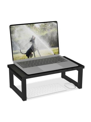 relaxdays Monitorständer in Schwarz - (B)40 x (H)15 x (T)23 cm