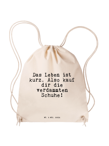 Mr. & Mrs. Panda Sportbeutel Das Leben ist kurz.... mit Spruch in Creme