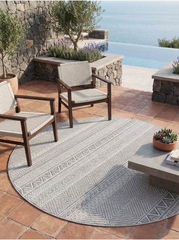 KADIMA DESIGN Outdoorteppich Boho Wetterfest UV-beständig Waschbar in Grau