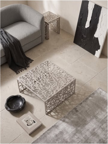 KADIMA DESIGN Couchtisch quadratisch, lackiertes Aluminium, handgefertigt in Silber