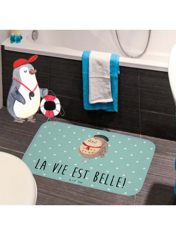 Mr. & Mrs. Panda Badvorleger Eule Frankreich mit Spruch in Türkis Pastell