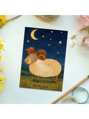 Mr. & Mrs. Panda Postkarte Sternzeichen Widder Design ohne Spruch in Weiß