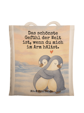 Mr. & Mrs. Panda Umhängetasche Pinguine Kuscheln Design mit Spruch in Weiß