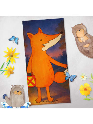 Mr. & Mrs. Panda Strandhandtuch Fuchs Laterne Design ohne Spruch in Türkis Pastell