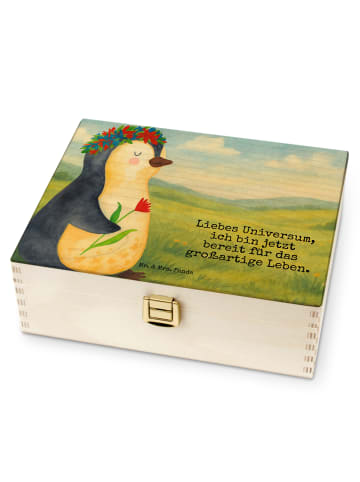 Mr. & Mrs. Panda Teebox Pinguin Blumen Design mit Spruch in Weiß