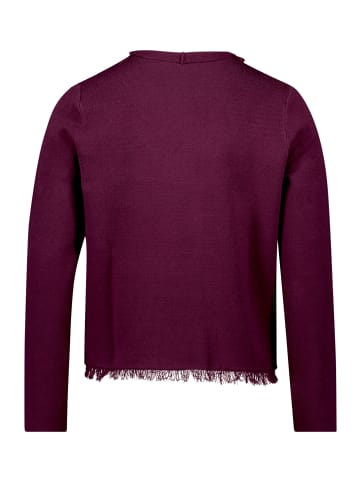 CARTOON Strick-Cardigan mit Fransen in Dark Aubergine