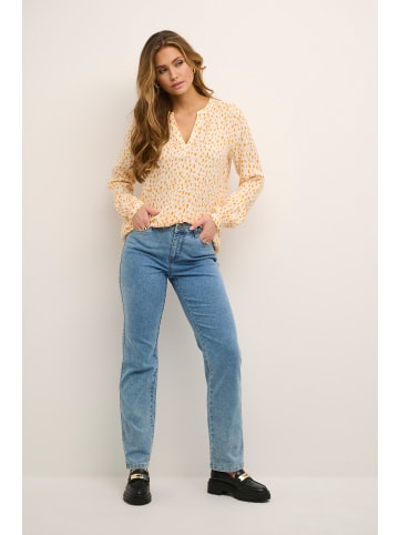 Kaffe Langarm-Bluse KAjalie Regular fit in White/Orange Graphic Dots