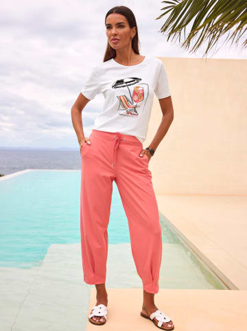 Heine Kurzarmshirt in weiß-koralle-bedruckt