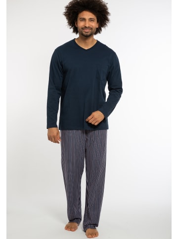 Ammann Schlafanzug Shirt Langarm Mix & Match - Cotton in Dunkelblau