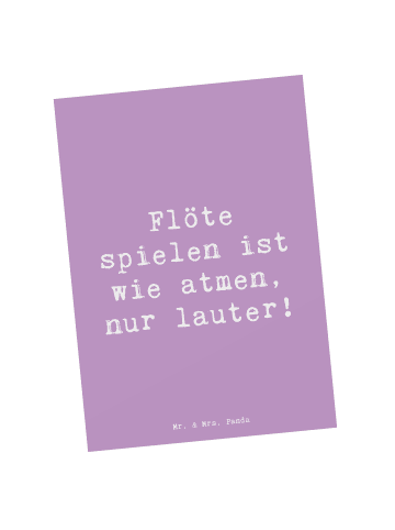 Mr. & Mrs. Panda Fotokarte Spruch Flöte Atem mit Spruch in Lavendeltraum