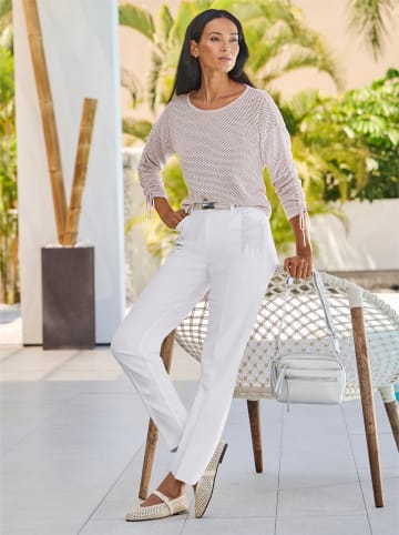 Heine Ajourpullover in hellgrau-elfenbein-meliert