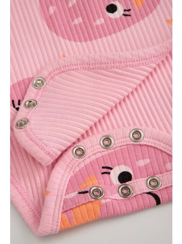 Coccodrillo Geripptes Langarm-Body in gedämpftes Rosa